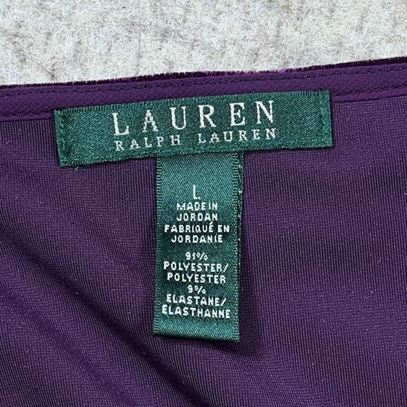 Lauren Ralph Lauren Velvet Keyhole Blouse Shirt Womens Large 3/4 Sleeve - Picture 4 of 9